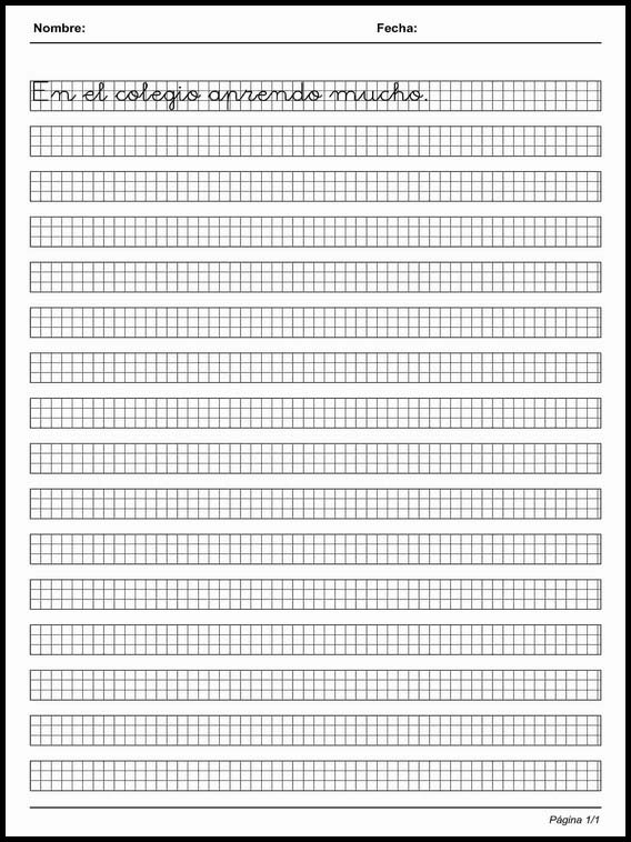 Handscrift in grid to learn Spanish 8
