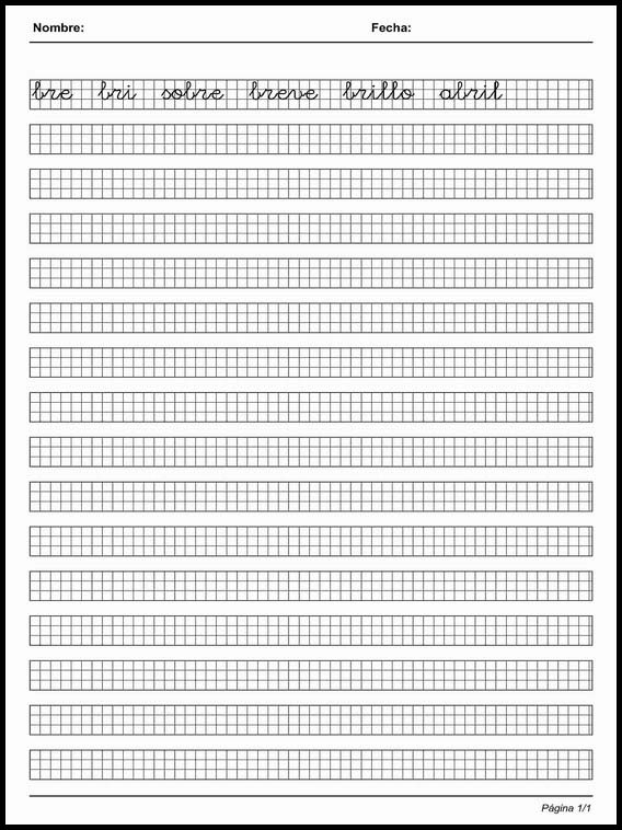 Handscrift in grid to learn Spanish 84