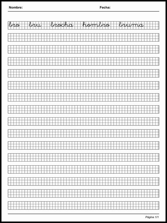 Handscrift in grid to learn Spanish 85