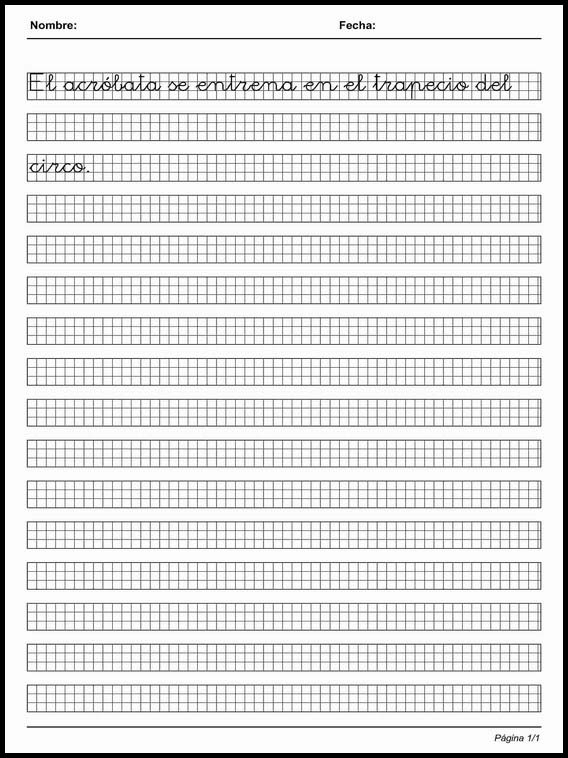 Handscrift in grid to learn Spanish 89