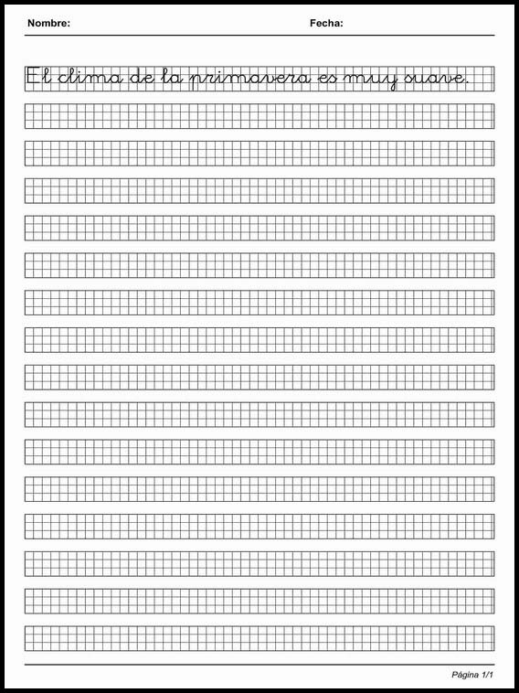 Handscrift in grid to learn Spanish 93