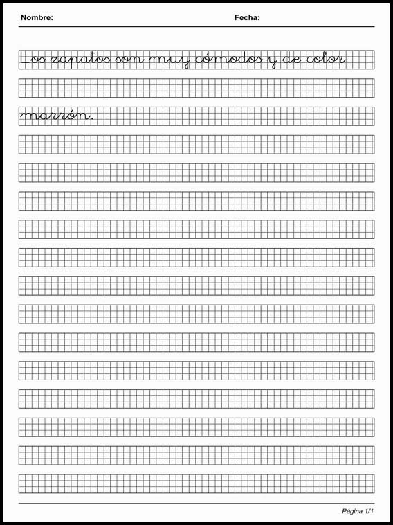 Handscrift in grid to learn Spanish 98