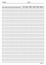 Handscrift in grid to learn Spanish79