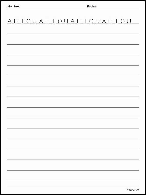 Письмо по простым линиям для изучения испанского языка 1