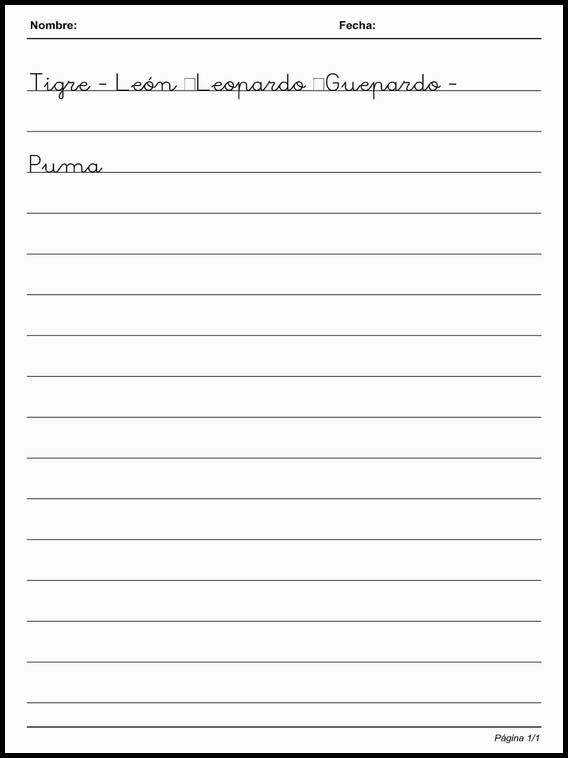 Handwriting in Simple Lines to learn Spanish 65