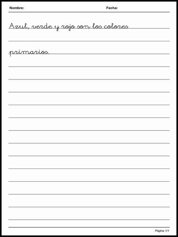 Handwriting in Simple Lines to learn Spanish 70