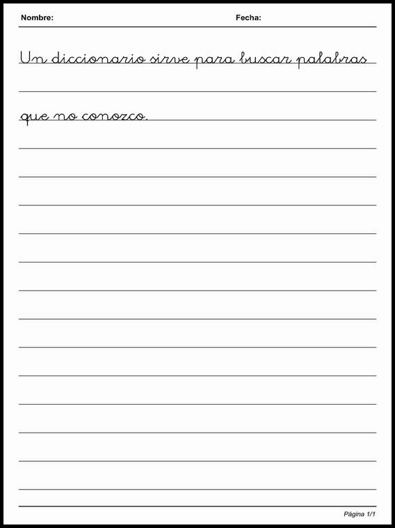 Handwriting in Simple Lines to learn Spanish 93
