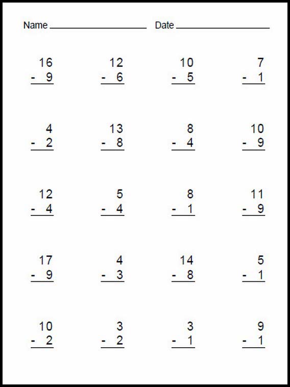 Subtraction easy 16