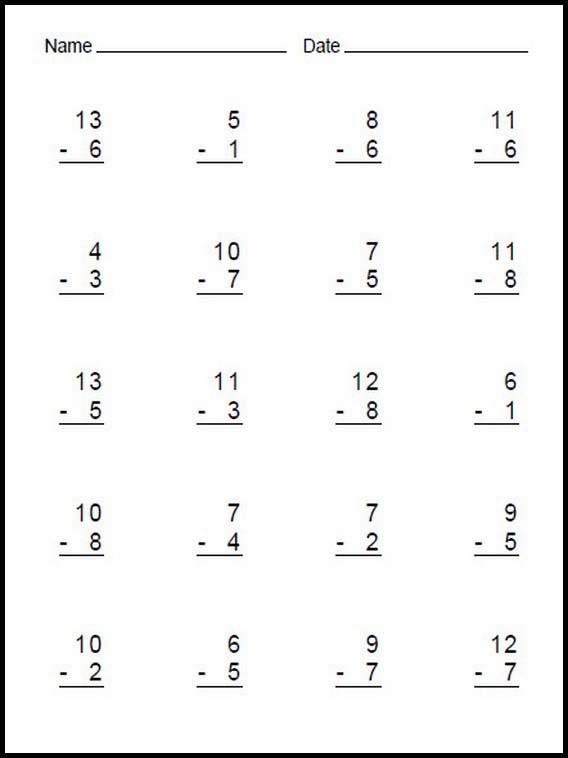 Subtraction easy 20