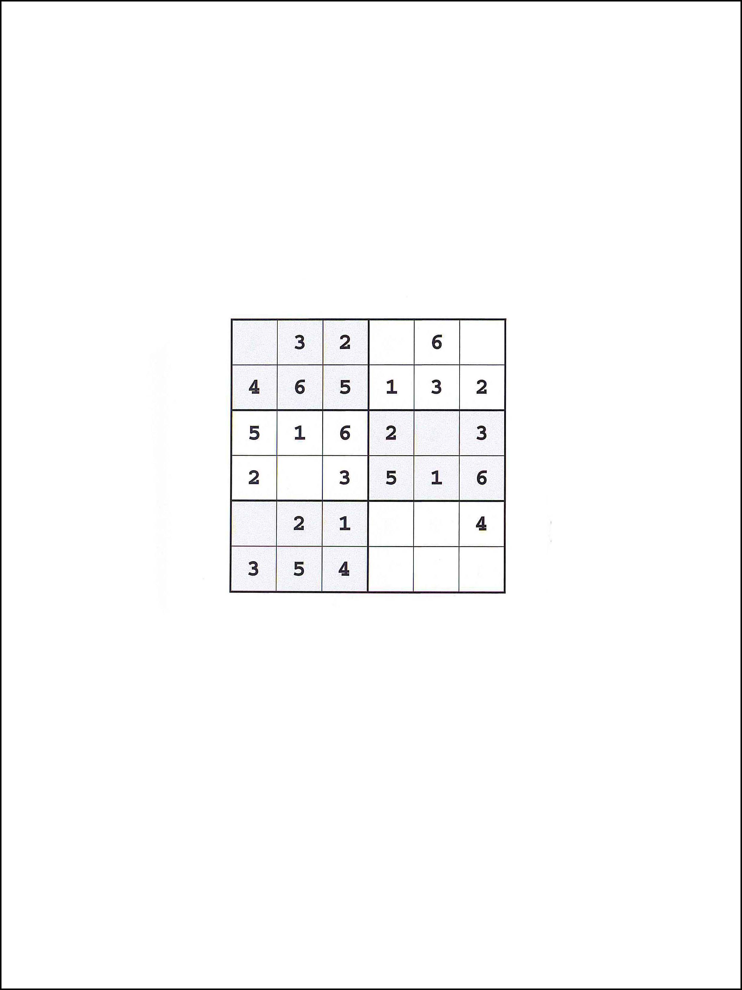 Mancha futuro vocal Actividades para niños para imprimir Sudoku 6x6 104