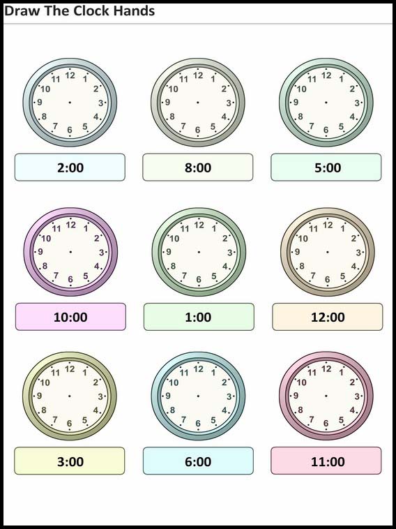 Rezumar lechuga sirena Actividades para niños de inicial Pon las agujas del reloj 15