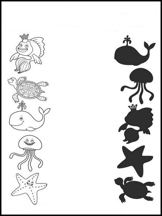 Attività per bambini Collegare i disegni con le loro ombre 1 Collegare i disegni con le loro ombre 1