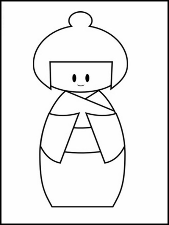 Dibujos Faciles para Dibujar Colorear y Pintar Muñecas Kokeshi 1