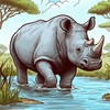 Εύκολα Σχέδια για Ζωγραφική και Χρωματισμό Ρινόκεροι - Ζώα Ρινόκεροι - Ζώα