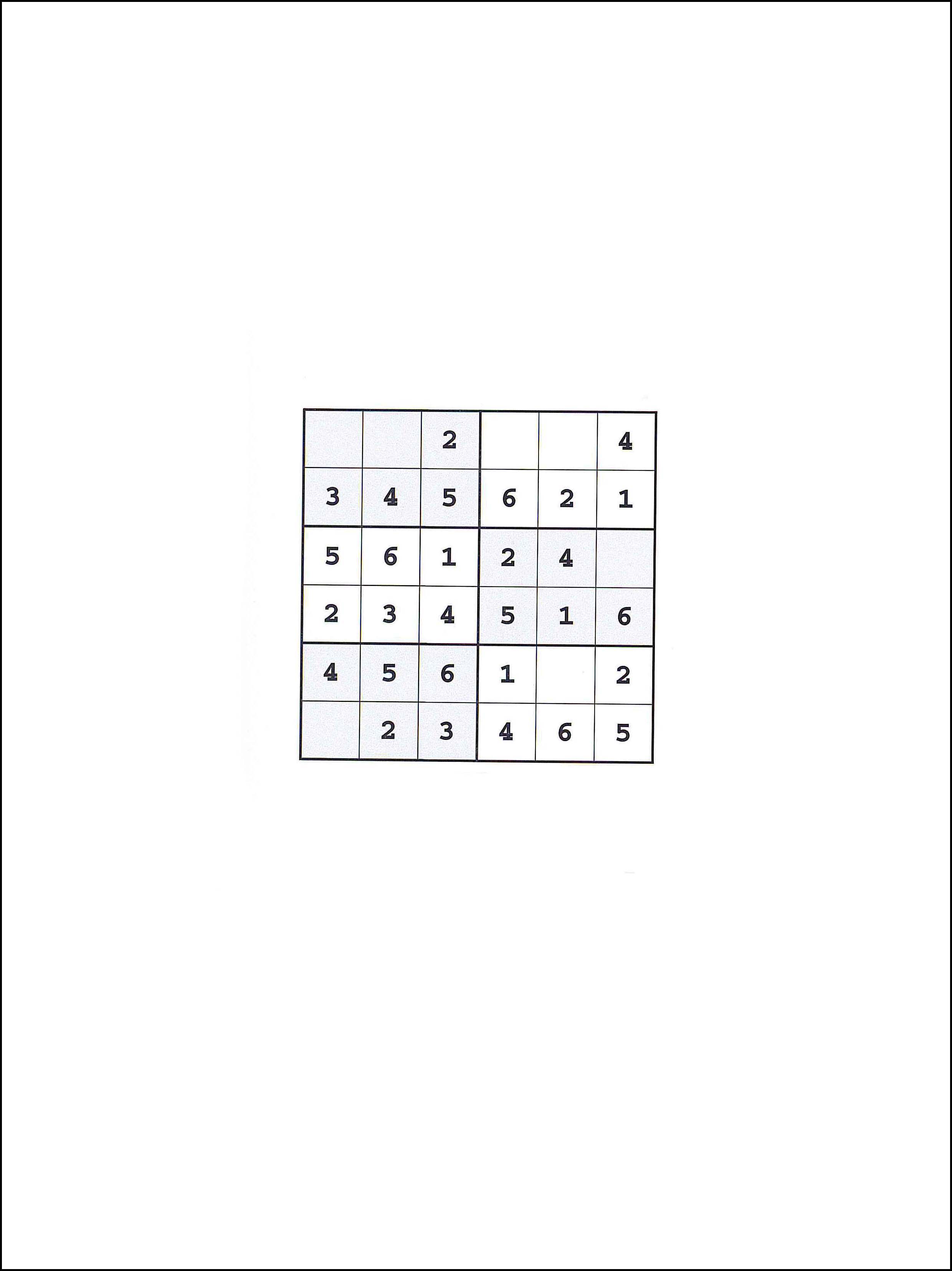 Crianças Sudoku 6x6 - Fácil 