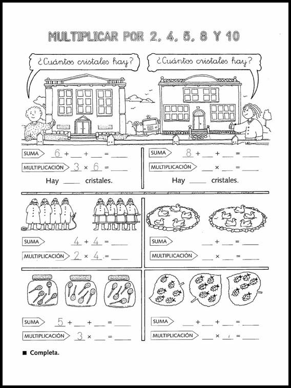 Multiplicações divertidas para aprender Espanhol 1
