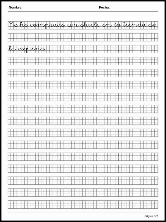 Calligraphie papier millimétré pour apprendre l'espagnol 91