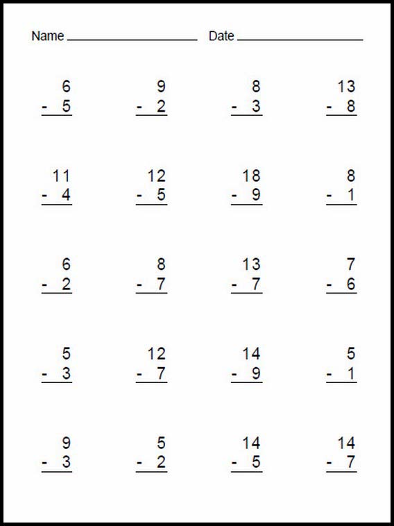 Soustraction faciles 8