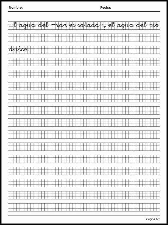 Übungen Kalligraphie auf Millimeterpapier Spanisch zu lernen 46 Kalligraphie auf Millimeterpapier Spanisch zu lernen 46