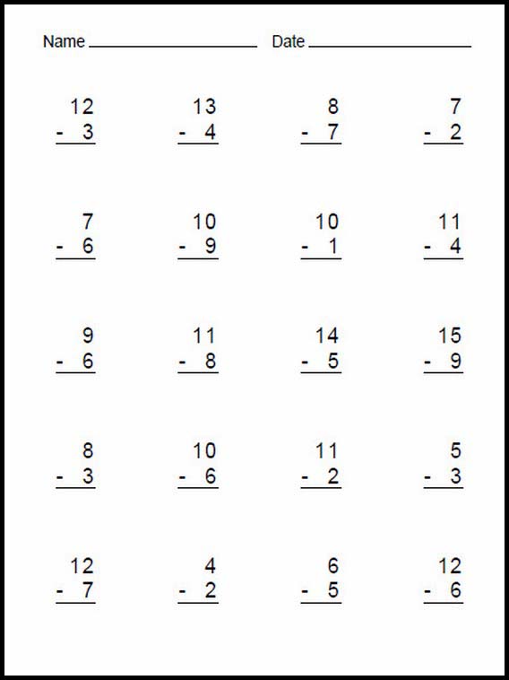 Leicht Subtraktionen 9