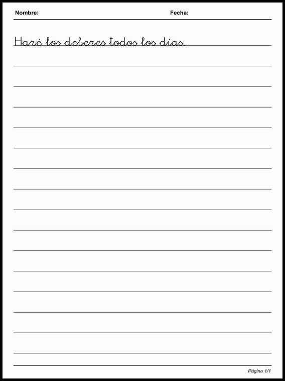 Kalligrafi i linjer för att lära sig spanska 57
